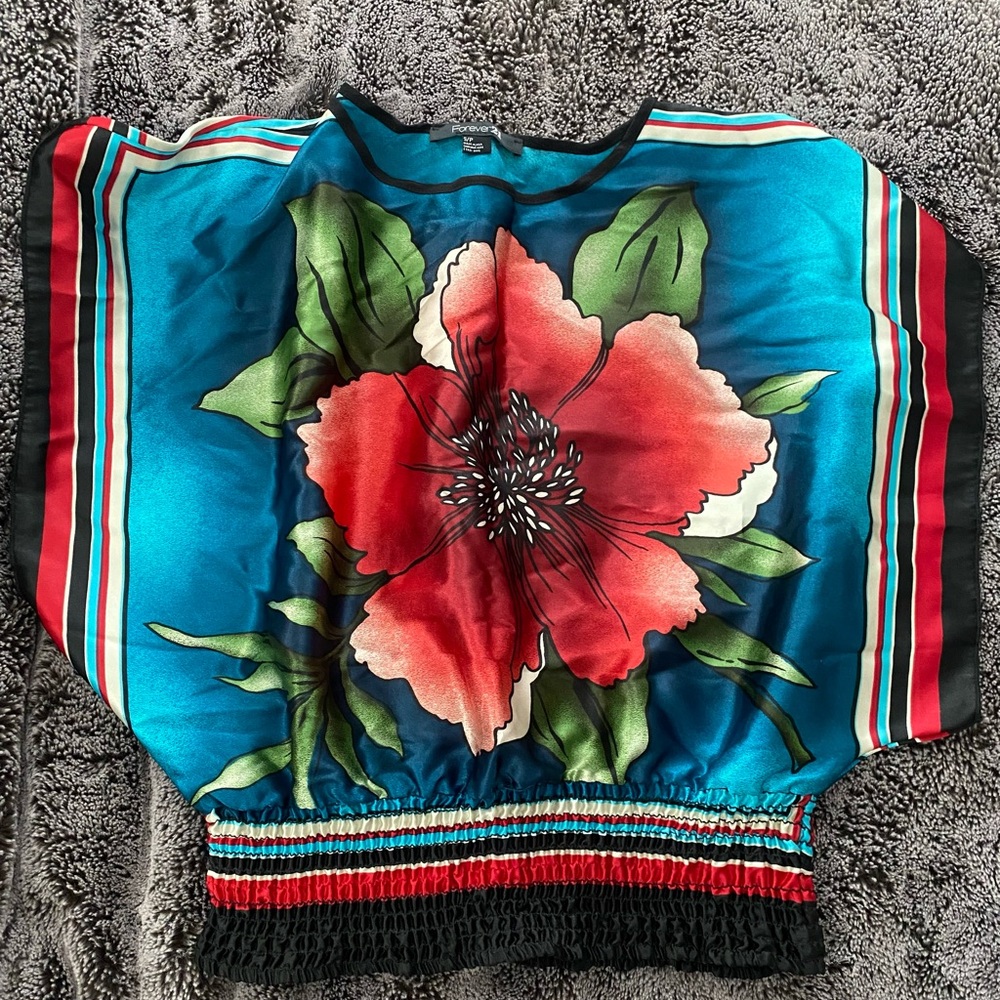 Flowy, multicolored flower blouse